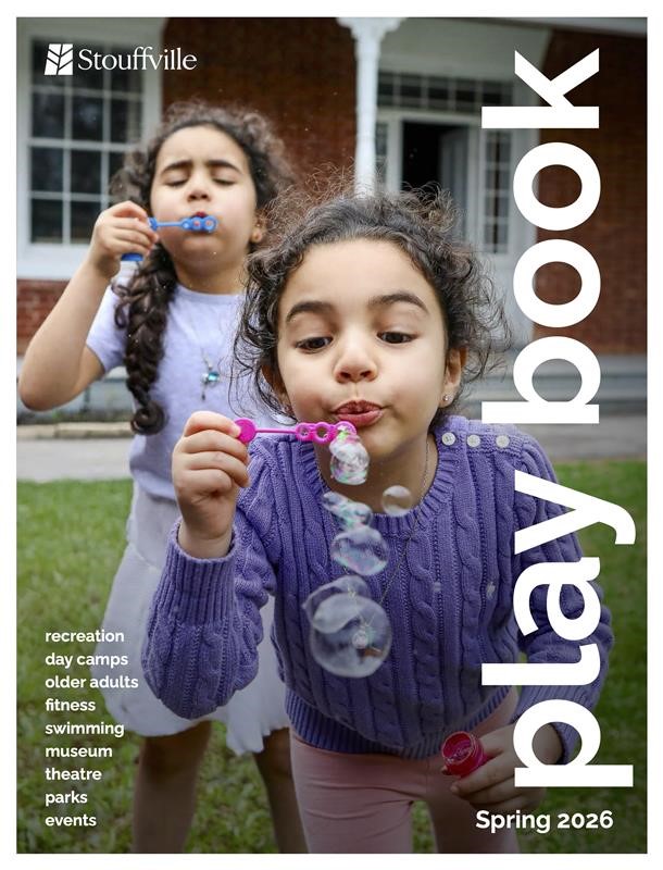 Spring 2026 Play Book Cover; girls blowing bubbles at the Museum
