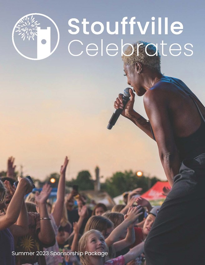 cover of stouffville celebrates sponsorship package with performer singing to crowd